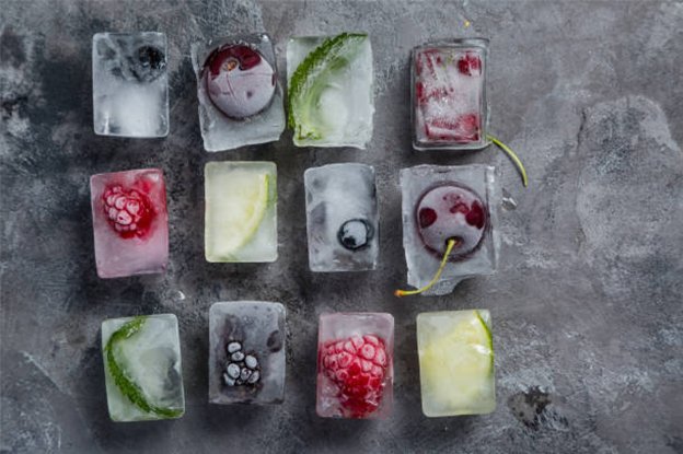 Decorative Iced Water Fruit Inside of Ice Cubes